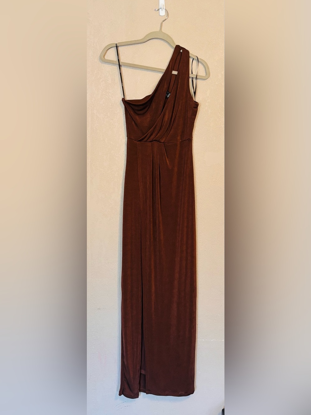 Forever 21 Long Mocha One Shoulder Dress